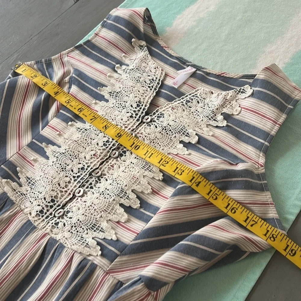 Xhilaration Boho Striped Lace Front Sleeveless Cinch Waist Dress - Picture 6 of 9